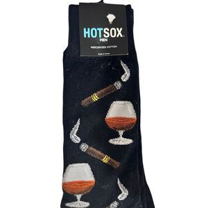Hot‎ Sox Men's Black Cognac & Cigars Novelty Crew Socks